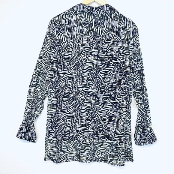 Christopher & Banks Zebra print blouse Womens Extra Large XL black yellow white - Picture 6 of 11